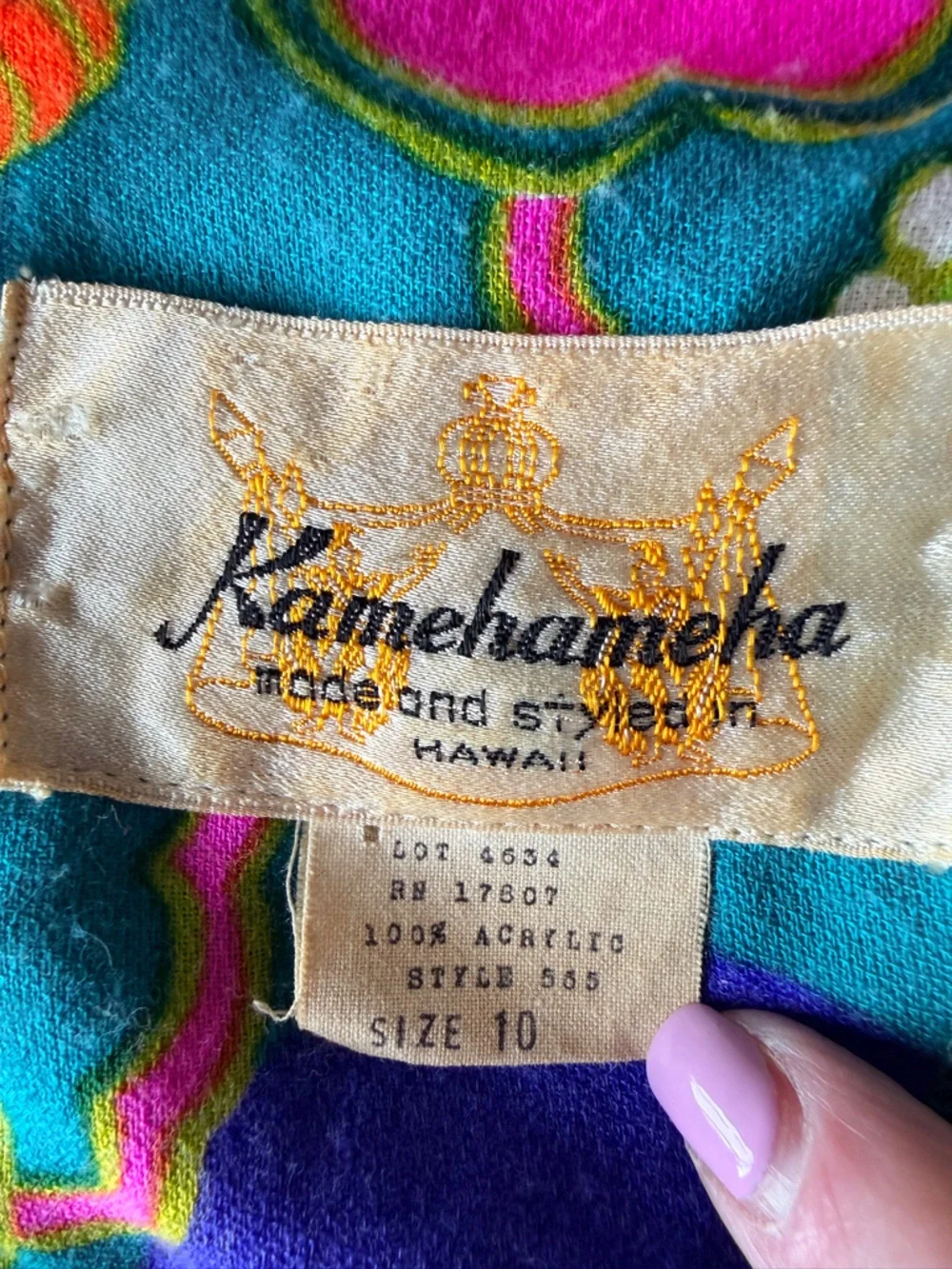 Kamehameha Vintage 70s Hawaiian Maxi Dress Vibrant Size 10 *RARE FIND* - Picture 2 of 14
